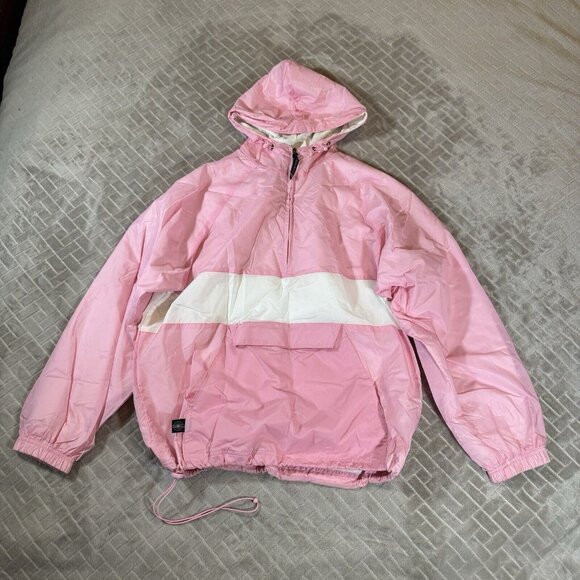 Charles River Apparel Women M Wind Breaker Jacket Light Pink Nylon Flannel Lined - Picture 1 of 13